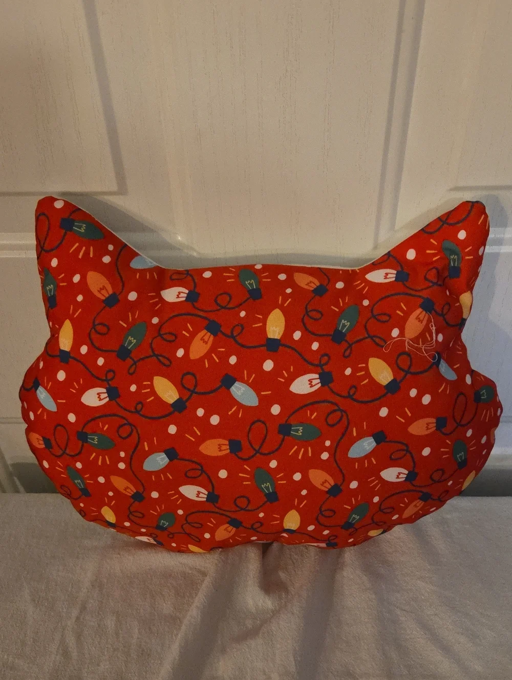 Festive White Cat Holiday Pillow Set with Red Accents